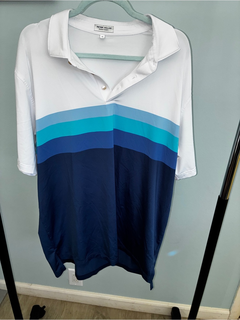 Peter Millar Performance Jersey Stripe Polo Shirt Men's - XL